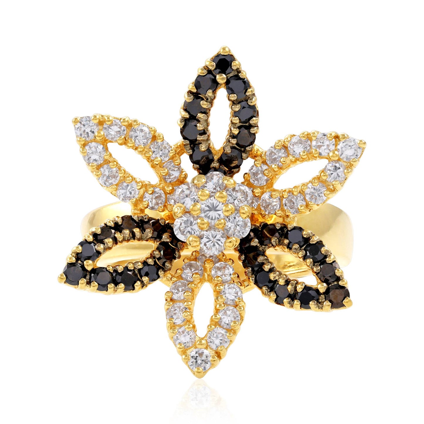 18ct yellow gold flower ring 09000491 - FJewellery