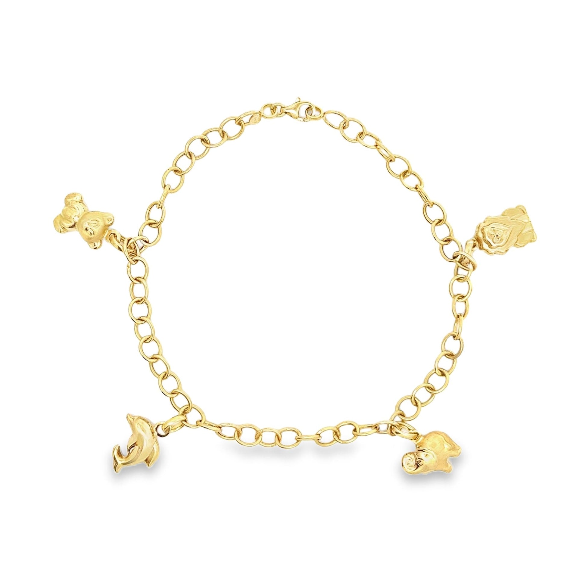 18ct yellow gold pre - owned bracelet with charms 08001865 - FJewellery