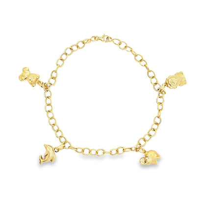 18ct yellow gold pre - owned bracelet with charms 08001865 - FJewellery
