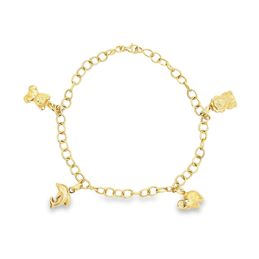 18ct yellow gold pre - owned bracelet with charms 08001865 - FJewellery