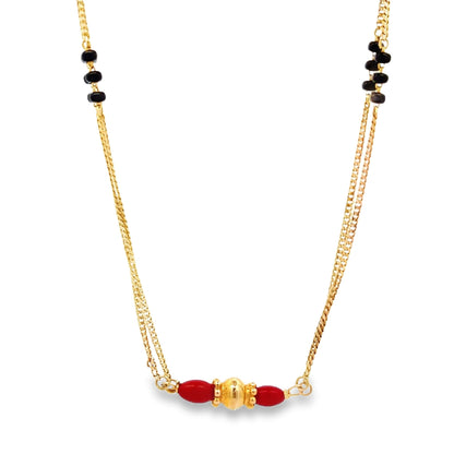 18ct yellow gold pre-owned necklace with beads FCA03027634-1 - FJewellery