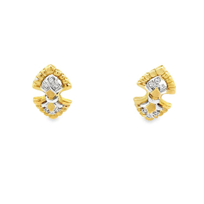 18ct yellow - white gold pre - loved earrings 08001864 - FJewellery