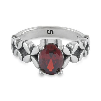 Sterling Silver Red Gemstone Ring