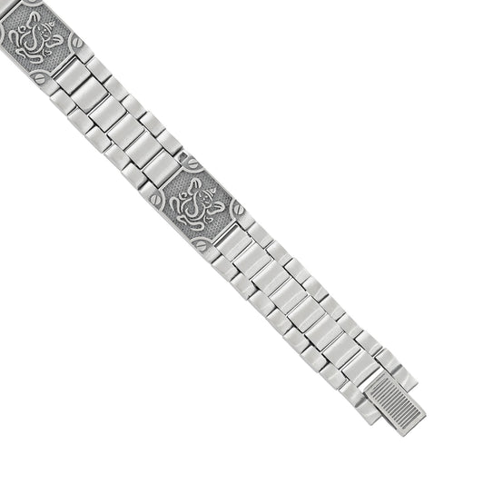 Sterling Silver Fancy Link Religious Symbol Bracelet