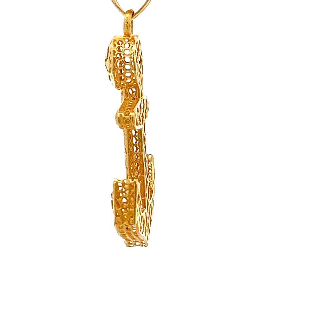 22ct Gold Anchor Pendant with Openwork Lattice Design - FJewellery