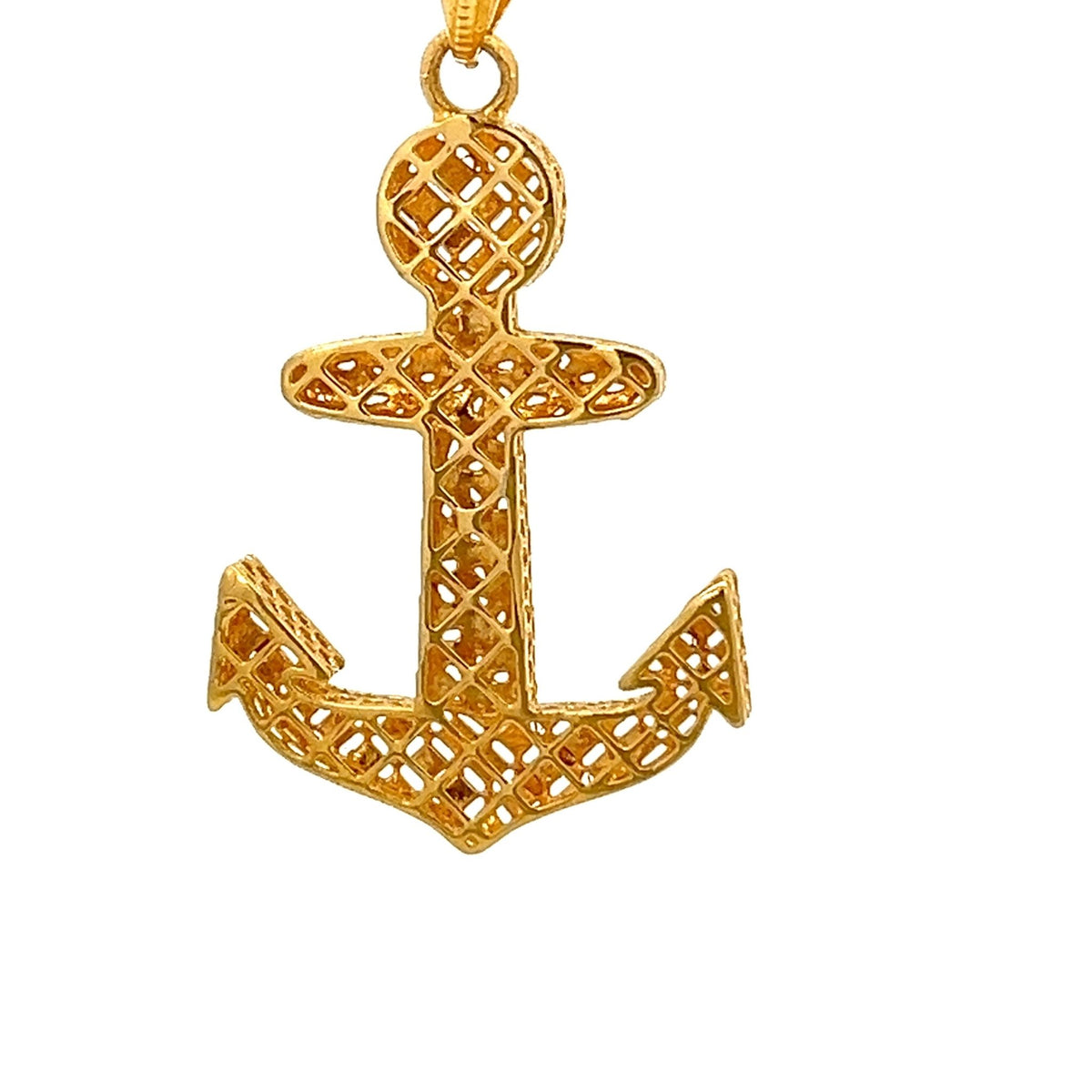 22ct Gold Anchor Pendant with Openwork Lattice Design - FJewellery