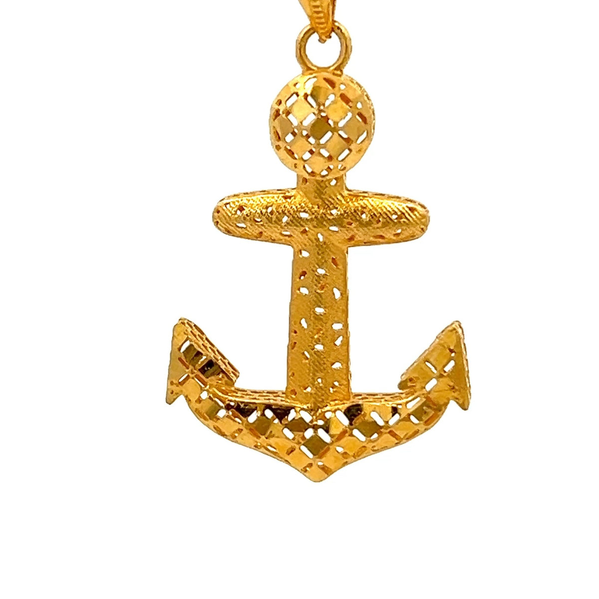 22ct Gold Anchor Pendant with Openwork Lattice Design - FJewellery