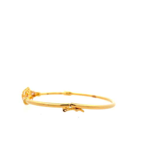 22ct Gold Bangle with Coloured Stone and Clear Stone Motif - FJewellery