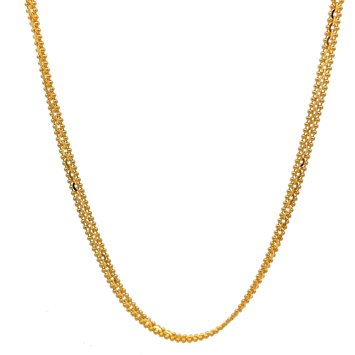 22ct Gold Beaded Curb Chain - FJewellery