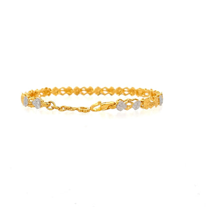 22ct Gold Bracelet with Alternating Clear Stone Detail - FJewellery
