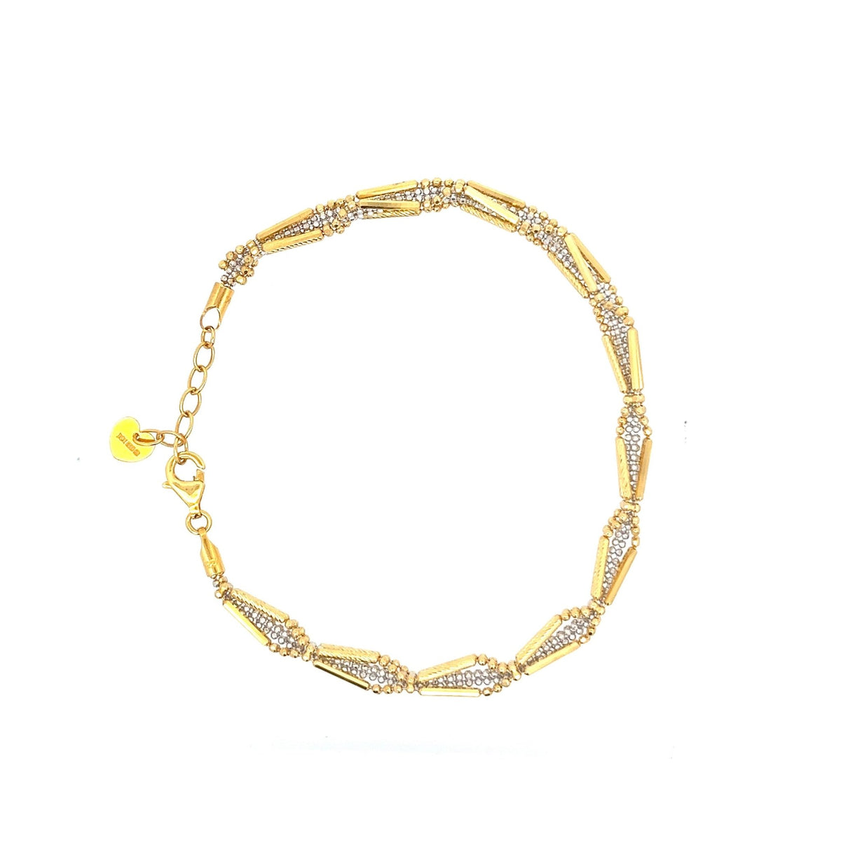 22ct Gold Bracelet with Geometric Clear Stone Links - FJewellery