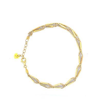 22ct Gold Bracelet with Geometric Clear Stone Links - FJewellery