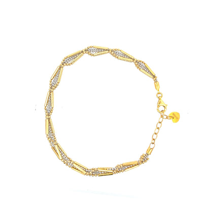 22ct Gold Bracelet with Geometric Clear Stone Links - FJewellery