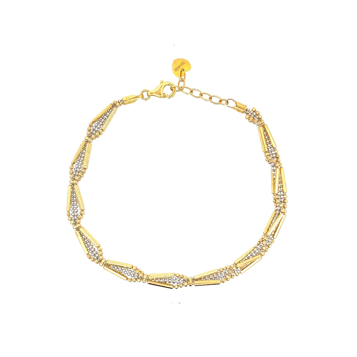 22ct Gold Bracelet with Geometric Clear Stone Links - FJewellery