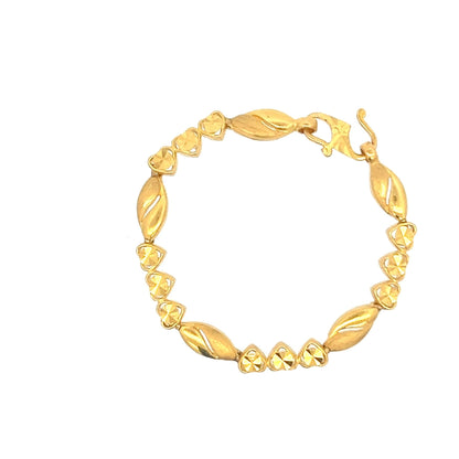 22ct Gold Bracelet with Heart and Leaf Link Pattern - FJewellery