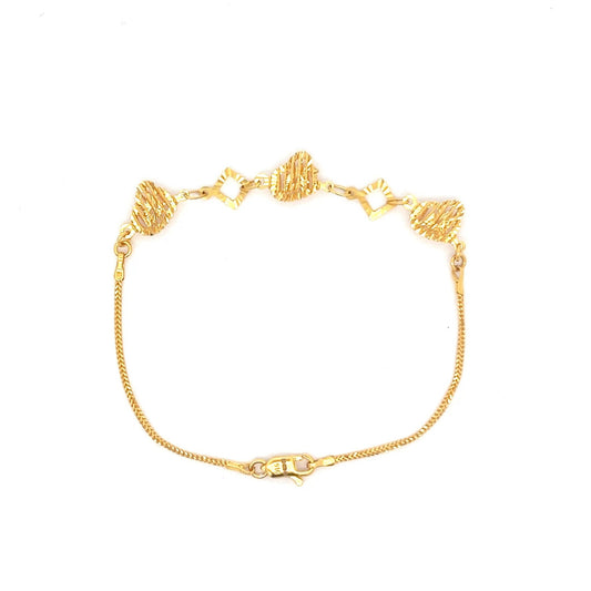 22ct Gold Bracelet with Heart and Square Link Design - FJewellery