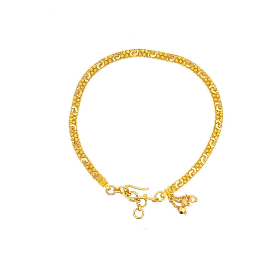 22ct Gold Bracelet with Scroll Pattern and Textured Detail - FJewellery