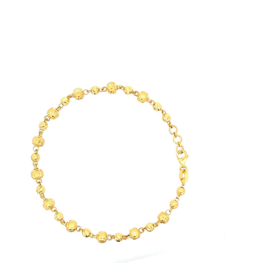 22ct Gold Bracelet with Textured and Ridged Bead Pattern - FJewellery