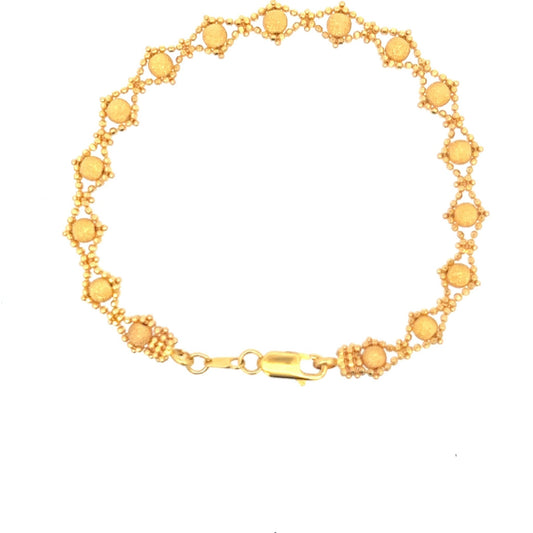 22ct Gold Bracelet with Textured Round Disc Links - FJewellery