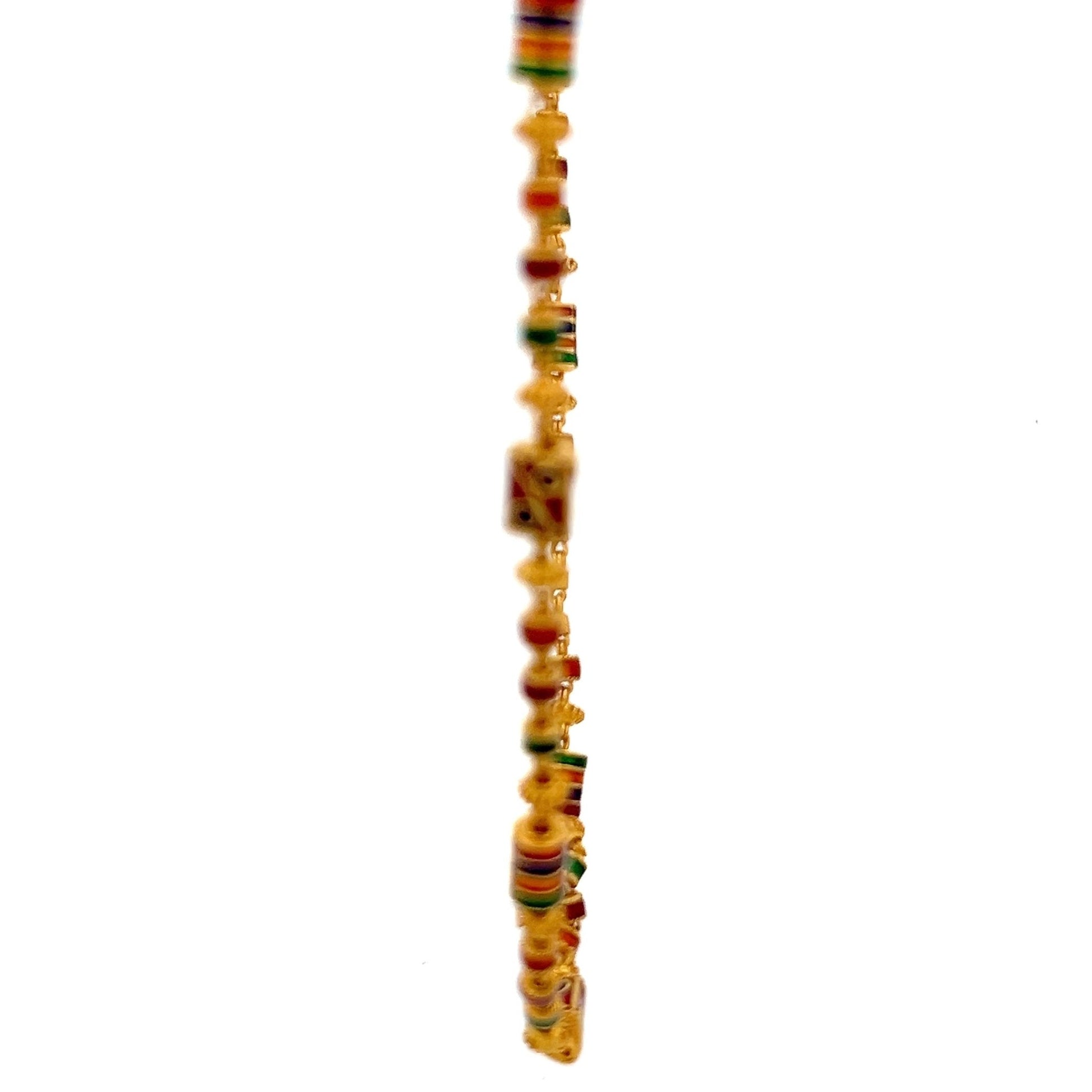 22ct Gold Chain with Multicoloured Enamel Bead Pattern - FJewellery