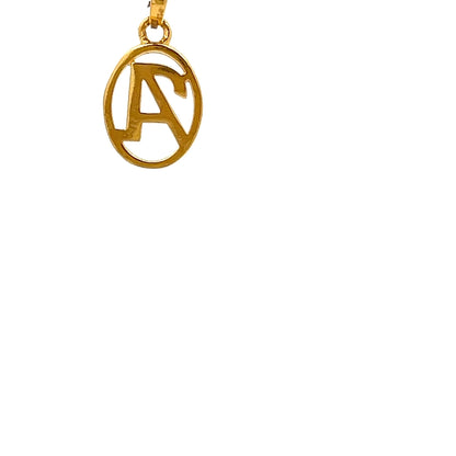 22ct Gold Circular Initial A Pendant - FJewellery