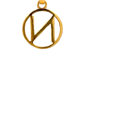 22ct Gold Circular Initial N Pendant - FJewellery