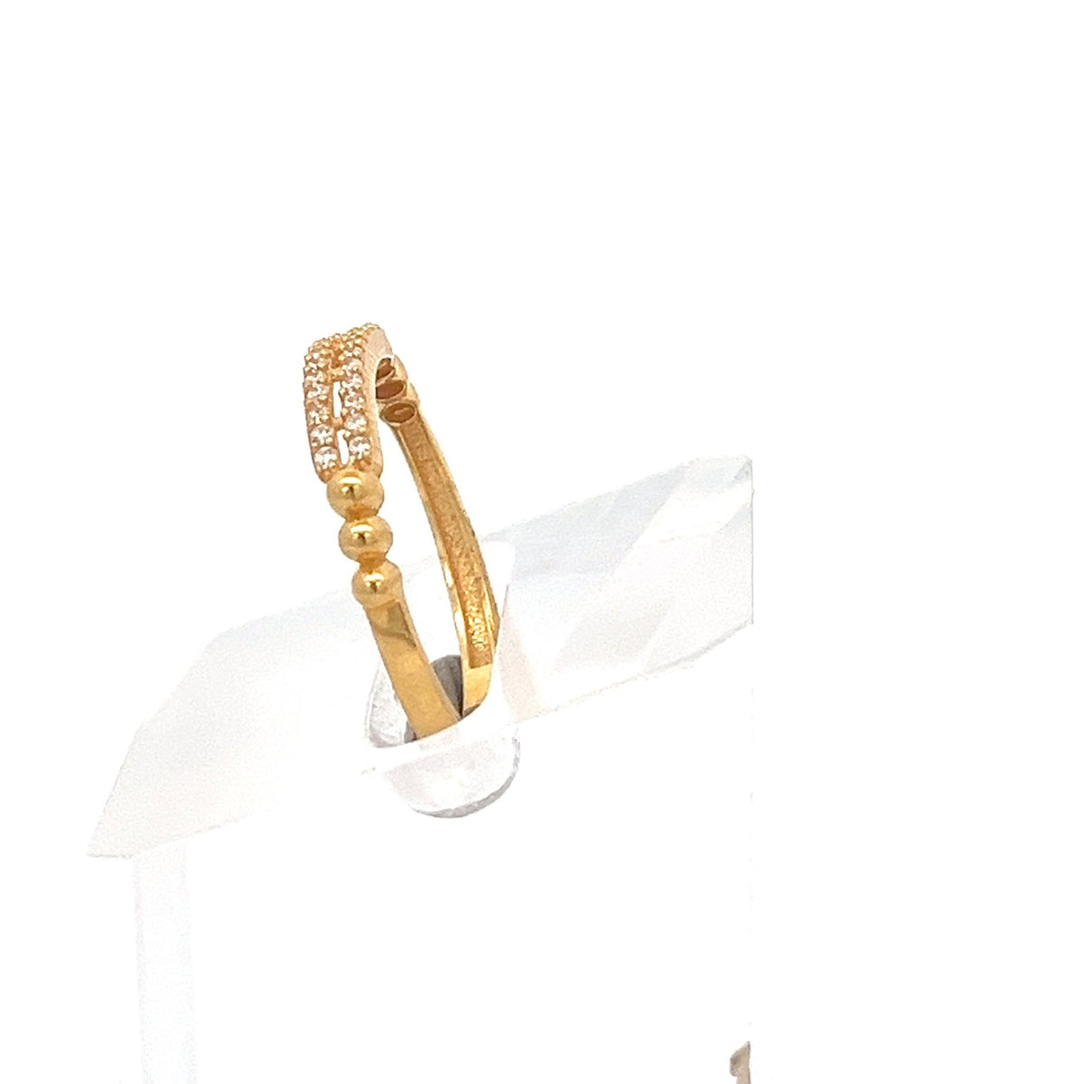 22ct Gold Clear Stone Pavé Half Eternity Ring - FJewellery