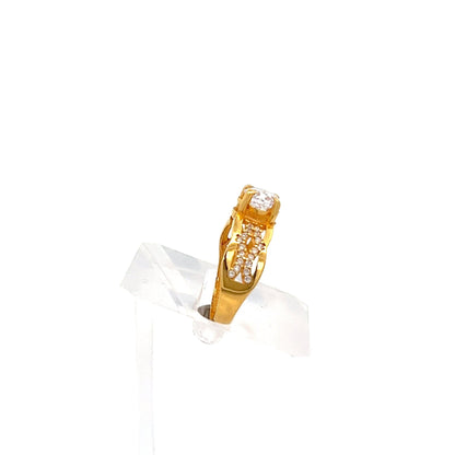 22ct Gold Cluster Ring with Clear Stones - FJewellery
