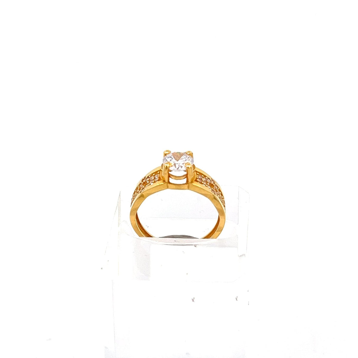 22ct Gold Cluster Ring with Clear Stones - FJewellery