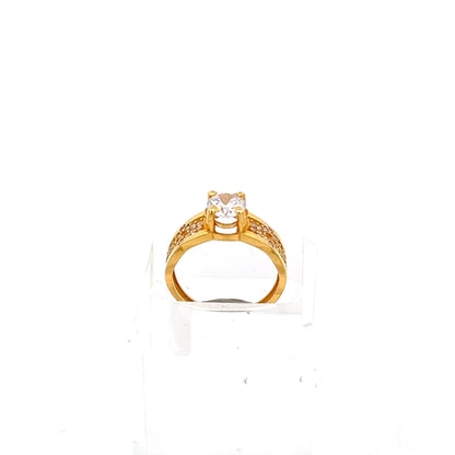 22ct Gold Cluster Ring with Clear Stones - FJewellery