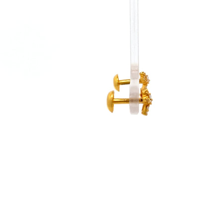 22ct Gold Cluster Stud Earrings with Clear Stones - FJewellery
