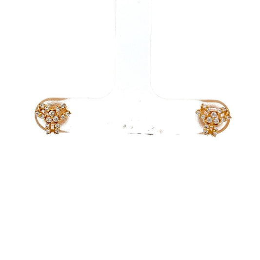 22ct Gold Cluster Stud Earrings with Clear Stones - FJewellery