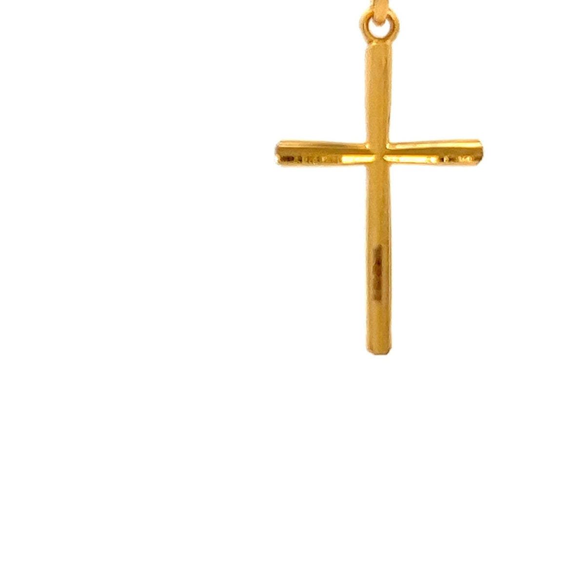 22ct Gold Cross Pendant with Polished Design - FJewellery
