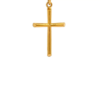 22ct Gold Cross Pendant with Polished Design - FJewellery