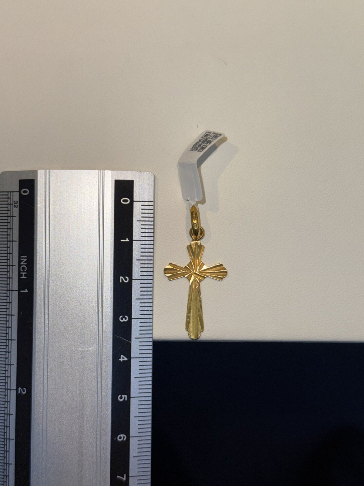 22ct Gold Cross Pendant with Radiating Textured Detail - FJewellery
