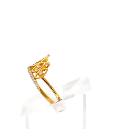 22ct Gold Crown Design Stone-Set Ring - FJewellery
