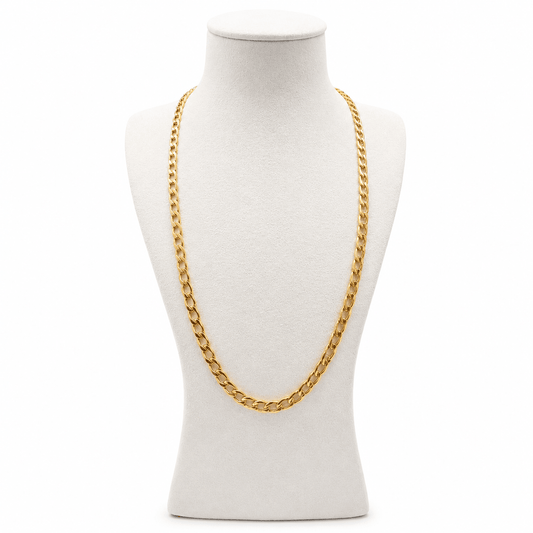 22ct Gold Curb Chain with Polished Interlocking Links - FJewellery