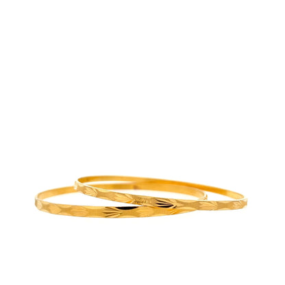 22ct Gold Engraved Pattern Bangles - FJewellery