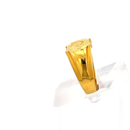22ct Gold Engraved Rectangular Signet Ring - FJewellery
