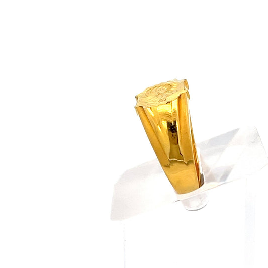 22ct Gold Engraved Rectangular Signet Ring - FJewellery
