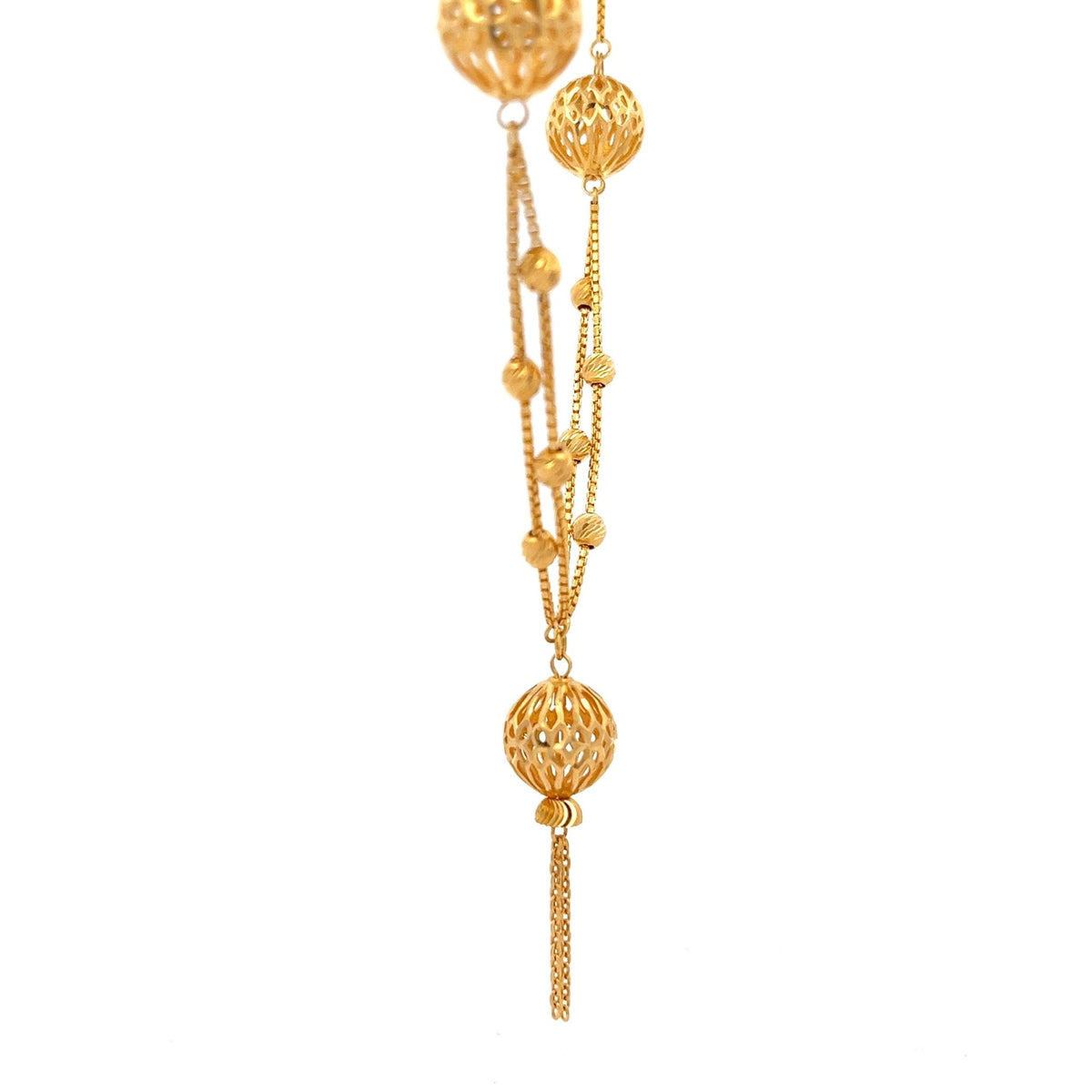 22ct Gold Filigree Ball Pendant Necklace with Bead Detail - FJewellery