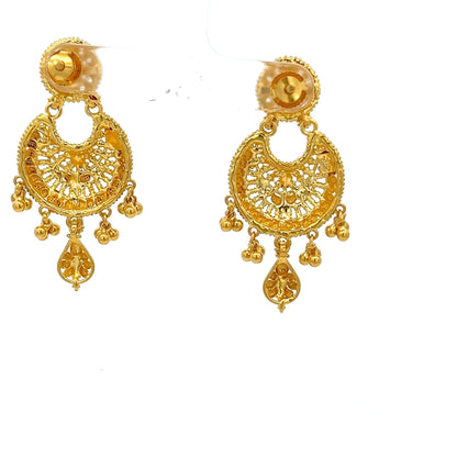 22ct Gold Filigree Chandelier Drop Earrings - FJewellery