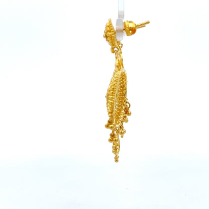 22ct Gold Filigree Disc Drop Earrings with Beaded Drops - FJewellery