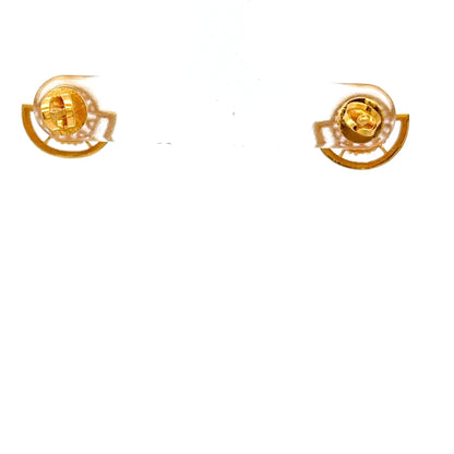 22ct Gold Floral Cluster Stud Earrings with Clear and Red Stones - FJewellery