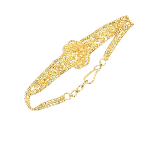 22ct Gold Floral Filigree Link Bracelet - FJewellery