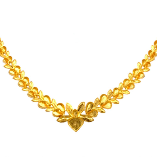 22ct Gold Floral Leaf Motif Necklace - FJewellery