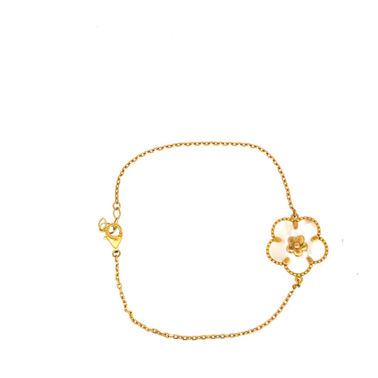 22ct Gold Flower Motif Chain Bracelet - FJewellery