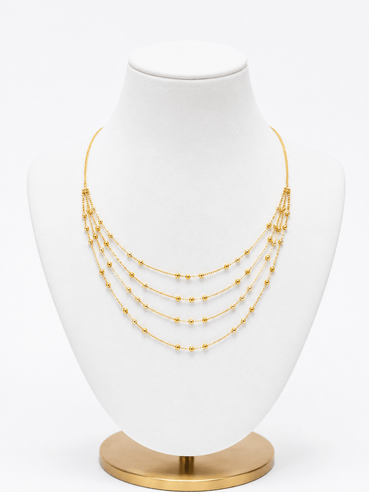 22ct Gold Four-Strand Beaded Drop Necklace - FJewellery