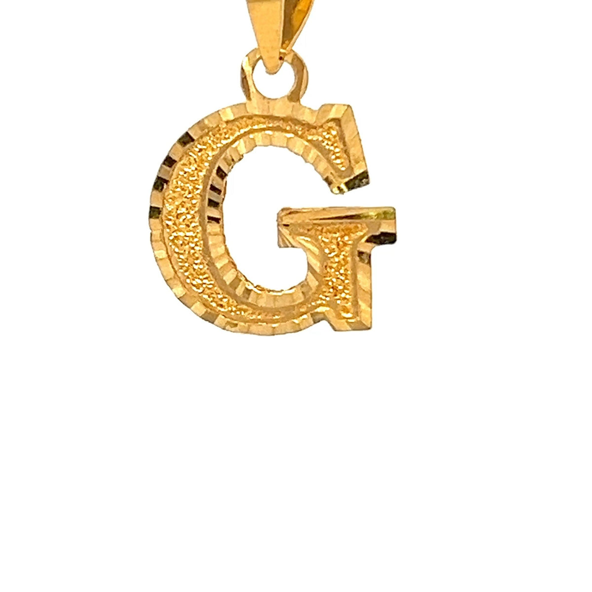 22ct Gold G Initial Pendant with Textured Detailing - FJewellery