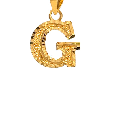 22ct Gold G Initial Pendant with Textured Detailing - FJewellery